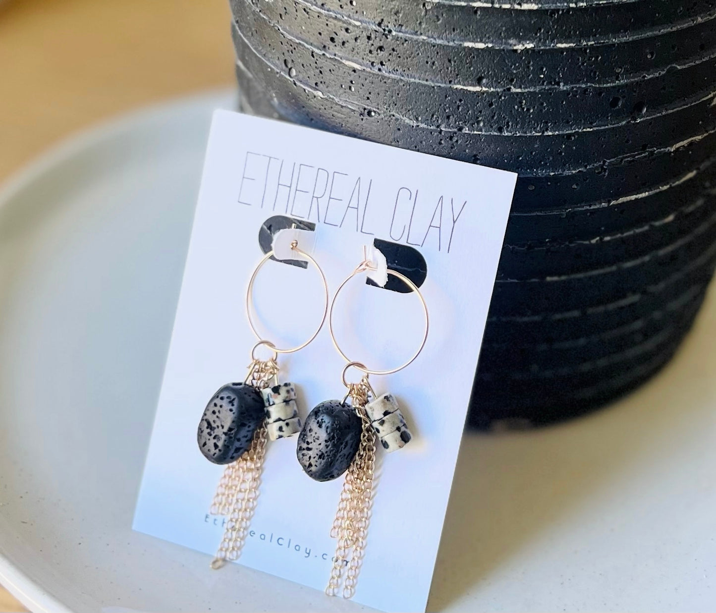 Dalmatian Jasper Chain Hoops