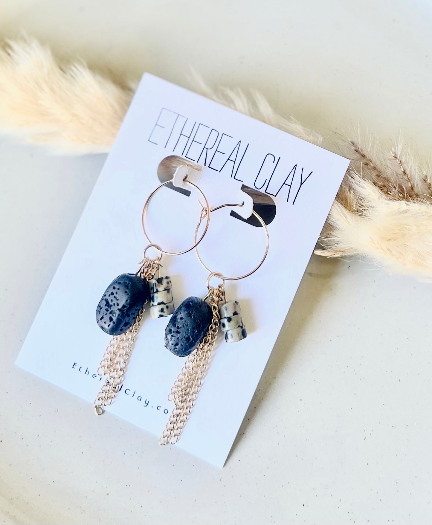 Dalmatian Jasper Chain Hoops
