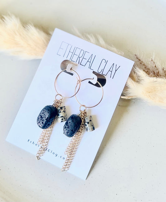 Dalmatian Jasper Chain Hoops